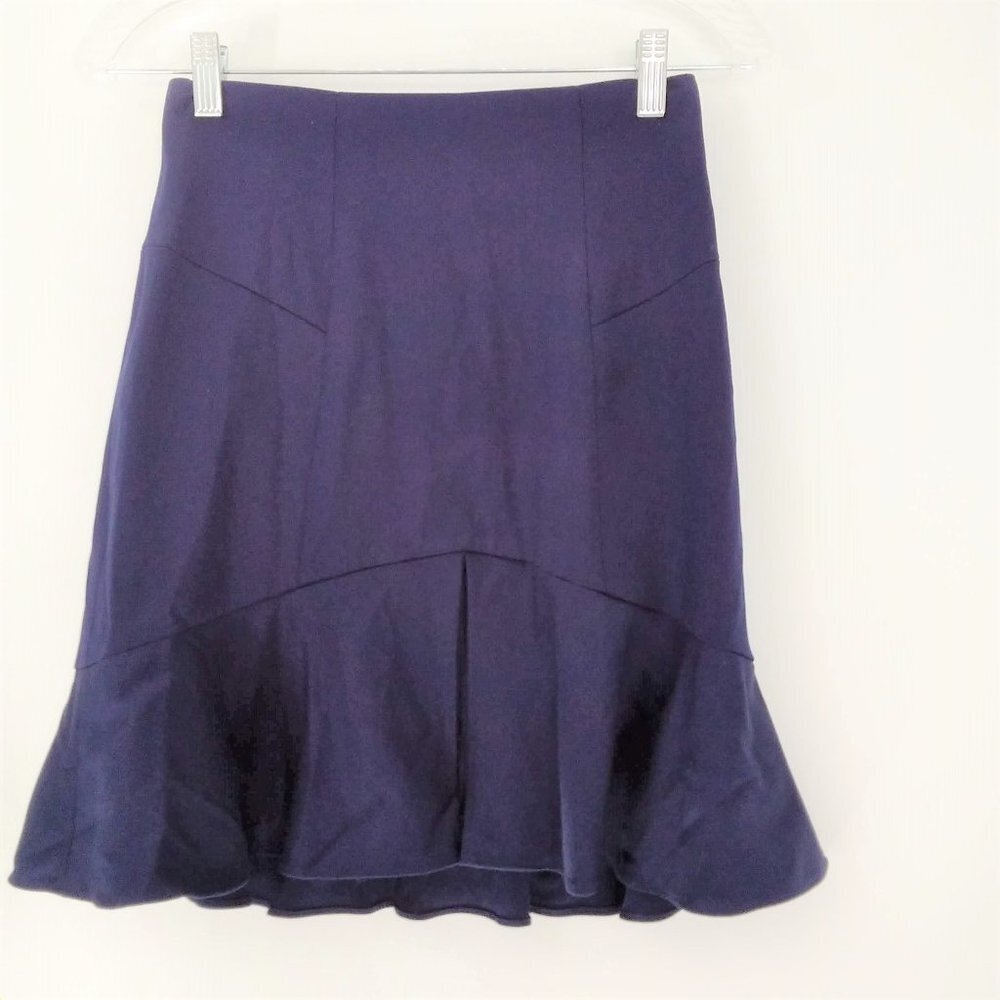 NEW Rachel Zoe Navy Blue Mermaid Hem 100% Wool Skirt Size 6